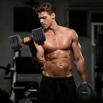 AOTOB Adjustable Dumbbell Set 25/55 Lbs (Pair) Set of 2 - color: 25lbs Black-Pair-Prime