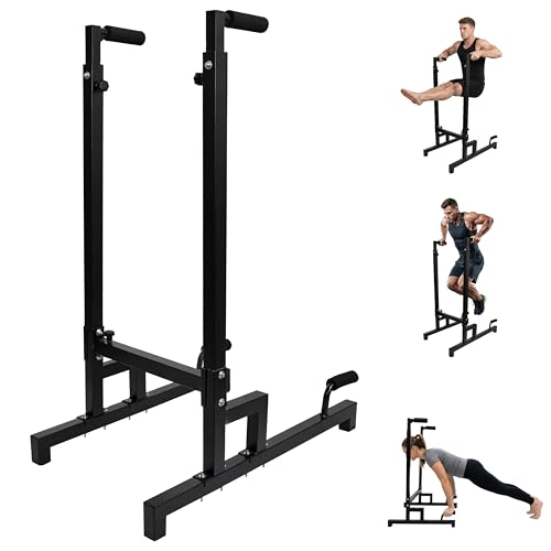FEBTECH Dip Bar Station Heavy Duty Adjustable Dip Bars for Home & Gym Use – 32.87" L x 28.93" W x 52.35" H Parallel Dips Bar Stand 1000 LBS Capacity Dip Bars for Home Strength Calisthenics Equipment