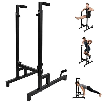 FEBTECH Dip Bar Station Heavy Duty Adjustable Dip Bars for Home & Gym Use – 32.87" L x 28.93" W x 52.35" H Parallel Dips Bar Stand 1000 LBS Capacity Dip Bars for Home Strength Calisthenics Equipment