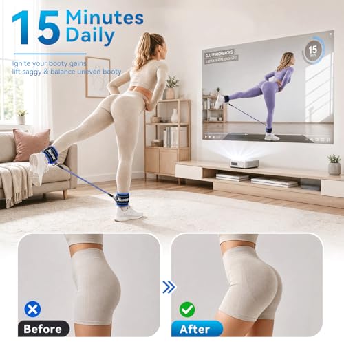 Ankle Resistance Bands with Cuffs &Booty Bands Set,Ankle Straps for Cable Machines for Leg,Booty,Glute,Hip,Butt,Workout Home Gym Equipment,Exercise Bands for Fitness,Yoga,Physical Therapy