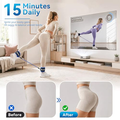 Ankle Resistance Bands with Cuffs &Booty Bands Set,Ankle Straps for Cable Machines for Leg,Booty,Glute,Hip,Butt,Workout Home Gym Equipment,Exercise Bands for Fitness,Yoga,Physical Therapy