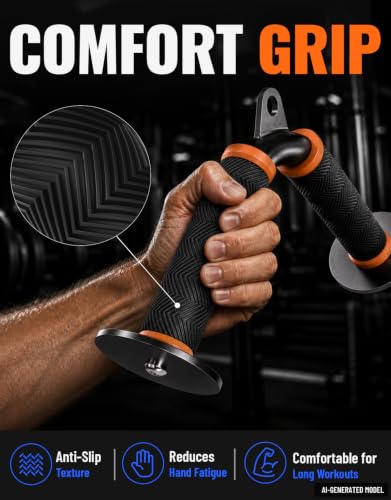 Fitarc Cable Machine Attachment Set for Gym & Home Workouts, Lat Pulldown Attachments with Non-Slip Grips, Orange