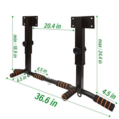 ptlsy Wall Mounted Pull Up Bar Multifunctional with Multi-grip Chin Up Bar Heavy Duty Dip Station for Home Gym Indoor Workout, Fitness Equipment, Dip Stand Supports to 440 Lbs - style: Joist Mounted Style