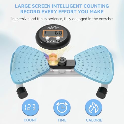 renZEC Waist Twister Machine, Adjustable Exercise Twist Board for Women Men, Noiseless Ab Twister for Home Gym Equipment, 330 lbs Capacity | Track Time, Reps, Calories with Digital Display - color: Blue