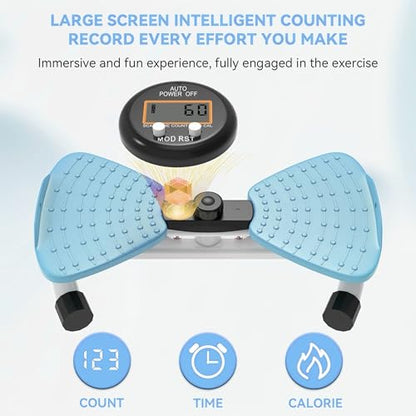 renZEC Waist Twister Machine, Adjustable Exercise Twist Board for Women Men, Noiseless Ab Twister for Home Gym Equipment, 330 lbs Capacity | Track Time, Reps, Calories with Digital Display - color: Blue
