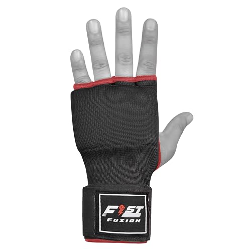 Boxing Inner Gloves Cotton Cloth Stretchable Gel Padded Kickboxing MMA Training Gloves Long Wrist Support Gloves - color: Black, size: Small-Medium
