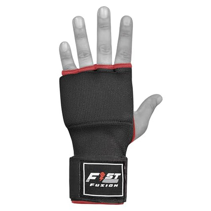 Boxing Inner Gloves Cotton Cloth Stretchable Gel Padded Kickboxing MMA Training Gloves Long Wrist Support Gloves - color: Black, size: Small-Medium