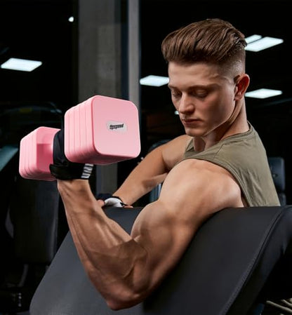 Adjustable Dumbbell Set for Women Men 7.5LB/10LB/15LB/20LB/25LB Each - color: Pink, style: 25LB Each [50 LBS Total]
