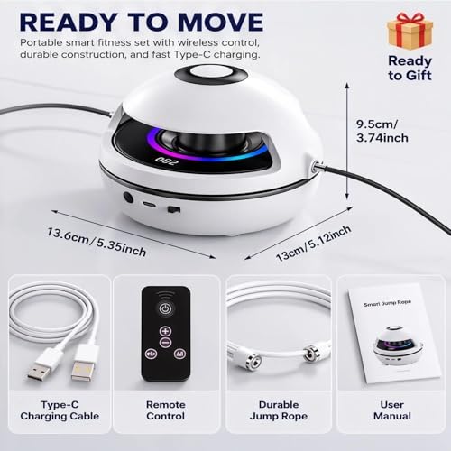Smart Counting Rope, Smart Jump Rope Machine, Electric Music Jump Rope, 1-10 Speed Levels, Bluetooth Remote Control, Parent-Child Interactive, for Kids 4-12 and Adults