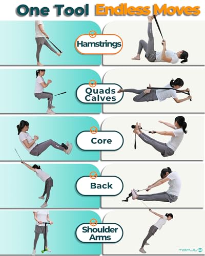 Nordic Hamstring Curl & Stretching Strap, Flexibility Training for Hamstrings, Hip, Quads & Back Stretcher, Forearm Strengthening, Sit-Up Bar for Ab Workout, Reverse Crunch, Spanish Squats