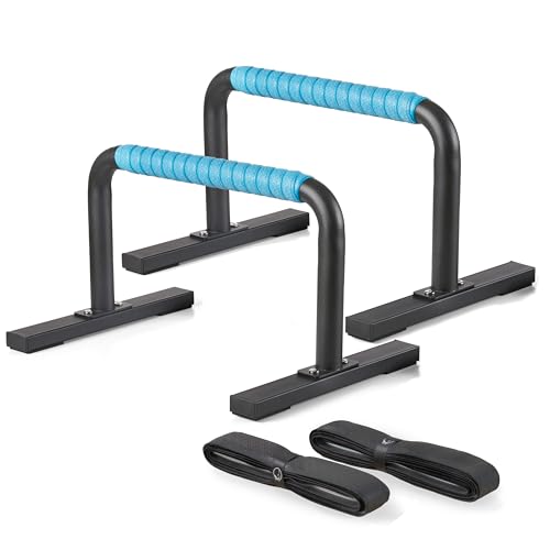 Strength Training Parallettes Push Up Bars, Pushup Handles Calisthenics Equipment for Home Workout, Anti-slip Gymnastics Bars, Handstand & Dip Bar for Outdoor Exercise - color: Black