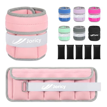 Adjustable Ankle Weights for Women Men A Pair of 1-3/4/5/6/8/10/20LBS - color: Pink