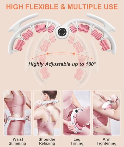KESHWELL Massage Roller, Cellulite Massage Tool,Cellulite Remover for Legs,Foam Muscle Roller for Deep Relax,Manual Massage Stick with Detachable Rollers for Leg,Neck,Back, Arm,Thigh.Pink