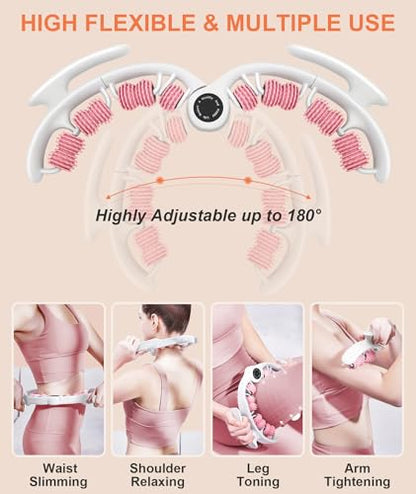 KESHWELL Massage Roller, Cellulite Massage Tool,Cellulite Remover for Legs,Foam Muscle Roller for Deep Relax,Manual Massage Stick with Detachable Rollers for Leg,Neck,Back, Arm,Thigh.Pink