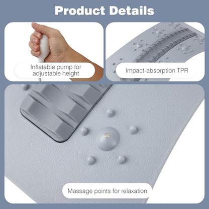 OMISTAR Back Stretcher for Lower Back Discomfort Alleviation, Inflatable Lumbar Support Board with Acupressure Points, Adjustable Height Spinal Decompression Massager