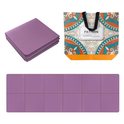Foldable Yoga Mat 72" L x 24" W x 0.24 Inch，Travel Yoga Mat with Stretch Strap, Non-Slip Folding Yoga Mats for Home/Gym，Pilates Mat/Non Slip Yoga Mat for Fitness