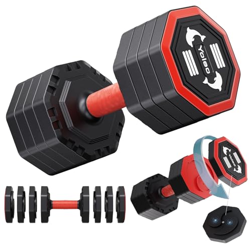 Yoleo Adjustable Dumbbell Set, Weights Dumbbells Set at Home Workout Equipment, 4 in 1 Each Premium Tai Chi-Style Rotary Mounting Adjustable 10/15/20/25 lb dumbbells, with TPU Soft Rubber Handle Suitable Men/Women Updated 2.0 - style: 25LB Single