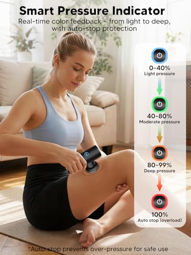 Mini Massage Gun with Heat - Powerful Deep Tissue Massager, Portable Pocket-Sized Percussion Massager Gun for Muscle Relaxation, 4 Massage Heads, Gift for Men Women, Black