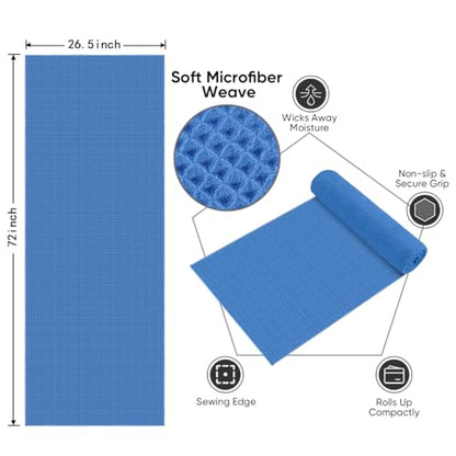 HOMEXCEL Hot Yoga Towels 2 Pack, (26.5" x 72") Non-Slip & Ultra-Absorbent Microfiber Yoga Mat Towels for Hot Yoga, Pilates, Exercise, Fitness, Bikram and Workout, Blue/Pink - color: Blue/Pink