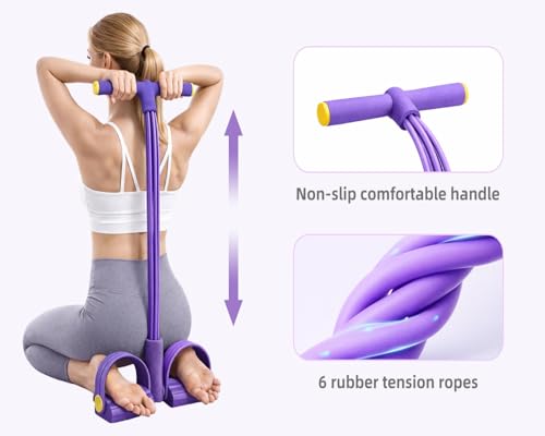 Upgraded Handle Pedal Resistance Band, 6 Level Thickened Tension Rope, Soft Durable Full Body Resistance Trainer for Abs Core Waist Arm Leg Workout