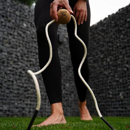 Tiger Tail ReGreen 2.6 Ball Massage-on-a-Rope Cork Roller Ball + 50" Cotton Rope - Deep Tissue Massage: Feet, Legs, Neck, Back – Trigger Point Therapy - Relieve Muscle Soreness & Recovery