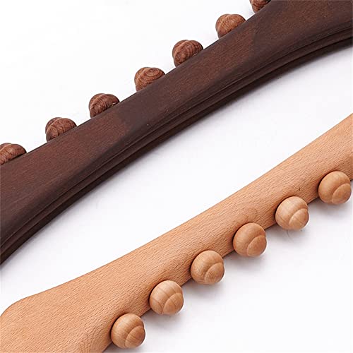 Body Back Wood Therapy Curved Roller,8 Beads Lymphatic Drainage and Cellulite Massage Stick Tool,Wooden Gua Sha Massage Tools 20.47INCH - color: Style a Primary Color
