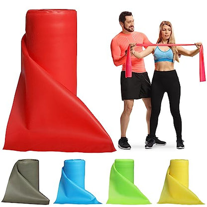 Resistance Bands Professional Bulk Rolls. Elastic Physical Therapy Band. Resistance Bands Elastic Exercise Bands for Recovery, Physical Therapy, Yoga, Pilates, Rehab,Fitness - color: Red - Light