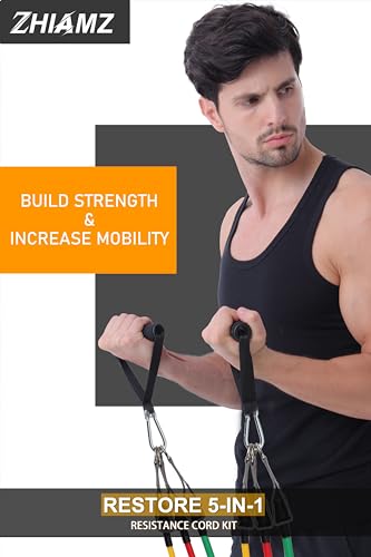 Resistance Bands with Handles, Single Resistance Bands, Exercise Bands with Handles, for Resistance Training, Physical Therapy, Home Workouts, Fitness, Pilates - color: 5 in 1 band -150lbs