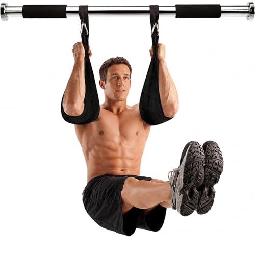 Ab Straps for Pull Up Bar, Padded Arm Slings for Core Training | Heavy-Duty Construction, Oversized Carabiners, Padded Arm Support, Leg Raises Knee Raises, Home Gym Training