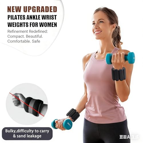 Wrist Ankle Weights for Women Men, Adjustable Wearable Silicone Arm Weights Leg Weights Strength Training for Home Gym Workout, Running, Yoga,Exercise,Strength Training, Set of 2 /1LB Each