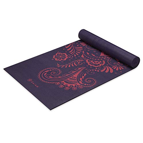 Gaiam Yoga Mat - Premium 6mm Print Extra Thick Non Slip Exercise & Fitness Mat for All Types of Yoga, Pilates & Floor Workouts (68"L x 24"W x 6mm Thick) - color: Aubergine Swirl