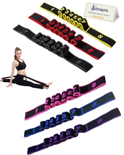 Fitness Resistance Bands for Stretching, Stretch Band for Working Out, Numbered 8 Section Adjustable Elastic Strap, Yoga Pilates Flexibility Training, Multifunction Full Body Leg Stretcher
