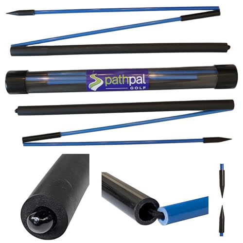 Premium Padded Collapsible Golf Alignment Sticks, 48" Portable Training Aid Alignment Rod with Protective Top for Club Safety, Swing Path Practice, Aiming & Posture Correction 2 Pack