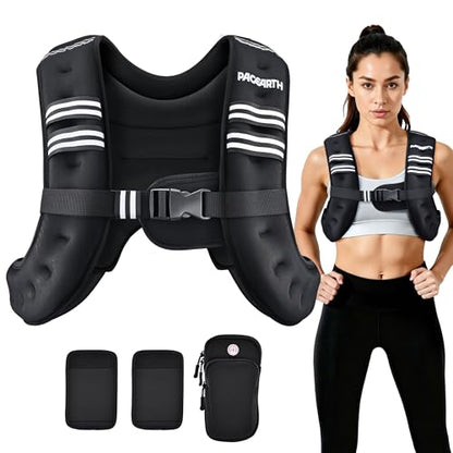 Weighted Vest,6lb/8lb/10lb/12lb/16lb/20lb/25lb/30lb Weight Vest with Reflective Stripe, Body Weight Vests for Women, Men, Weight Loss Workout, Strength Training, Running, Walking, Jogging