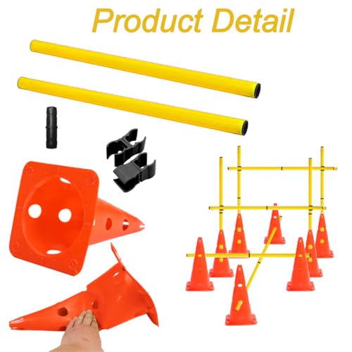 Agility Poles and Hurdles Set Detachable Speed Training Poles Set 8 Training Cones and 12 Agility Poles