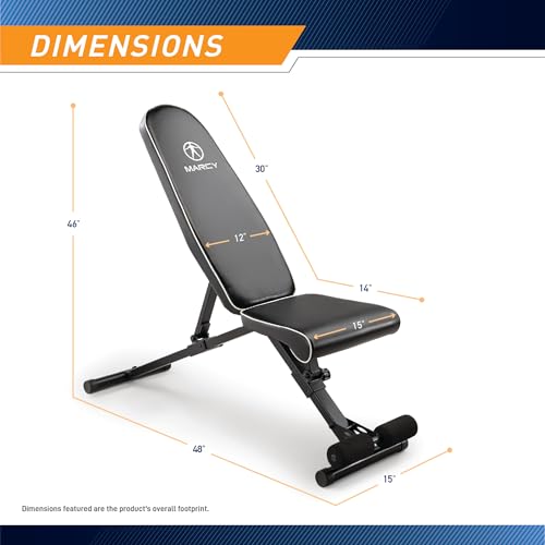 Marcy Foldable Adjustable Utility Weight Bench, Strength Training Home Gym for Full Body Workout