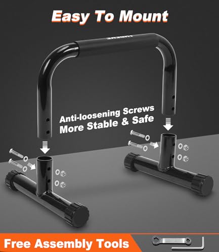 Push Up Bar, 12" High Parallettes Bars & Dip Bar With Full-Cover Foam Handles, No Wobbling Calisthenics Equipment For Handstand, L-Sit, Gymnastics, Strength Training Home Gym