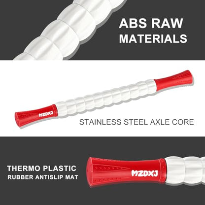 Muscle Roller Massage Roller Stick- Deep Tissue Fascia Blaster for Myofascial Pain Relief, Lymphatic Drainage & Body Sculpting, Handheld Physical Therapy & Recovery Tool (Red White-20 inch) - color: Red White
