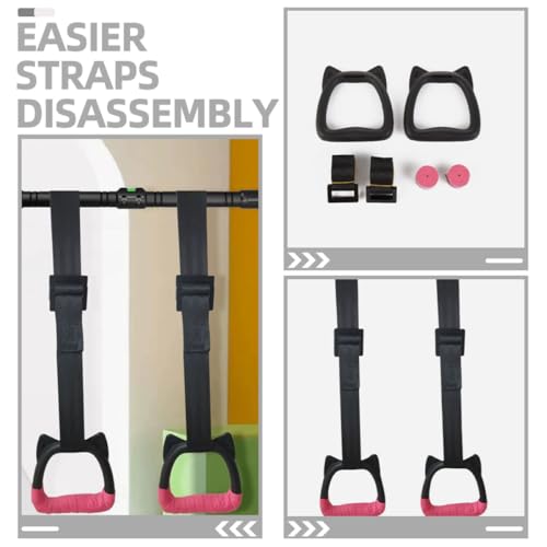 Alipis Adjustable Gymnastics Rings with 2m Straps, Professional Pull-up Rings Bodybuilding Circles Set for Home Strength Training and Gymnastics Exercises