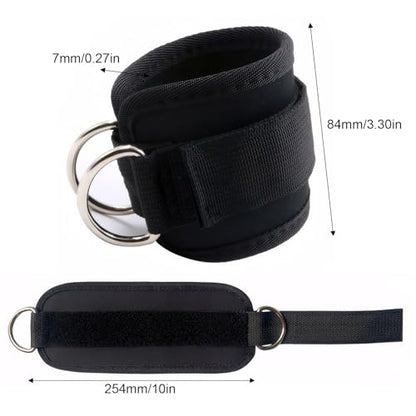 2 PCS Weightlifting Straps with D Ring,Adjustable Wrist Cuffs Gym,Padded Wrist Cuffs,for Cable Machines Strength Training Equipment,Black