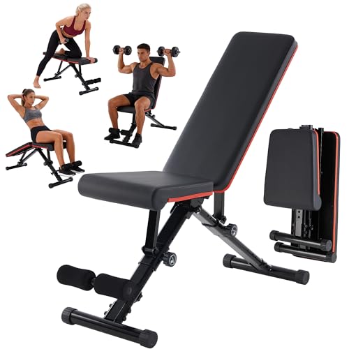 Adjustable Weight Bench 795 lbs, Foldable Incline Bench Press - color: Jet Black
