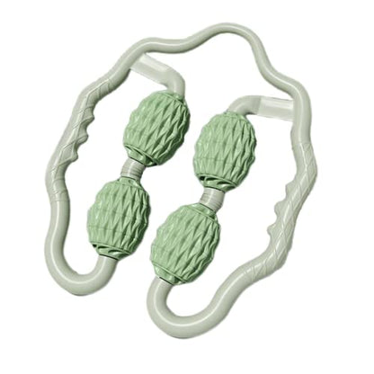 TOMOO 4 Wheels Muscle Roller Massager - 360° Circular Leg Clamps for Leg, Neck, Hand, Arm Muscle Relaxation - Green - color: Green