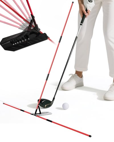 Golf Alignment Sticks - Foldable Golf Training Aid Golf Swing Training Aid with Angle Plate for Driving Range/Backyard