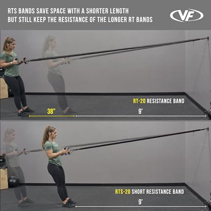Valor Fitness Resistance Bands - 5lb to 25lbs - Carabiners Attached & 2 Bands per Weight Option with Handles– Sheath Covered - Strength Training New Compact 39" Design - Wall Door Rack Mount Options - color: Black -20 lb Pair
