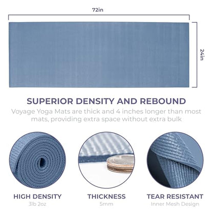 Voyage Yoga Mat, 10 Pack, 72" x 24" Professional Studio and Gym Bulk Yoga Mats, 5mm Thick, Durable, Anti-Tear, Non Slip Fitness and Exercise Mats - color: Slate