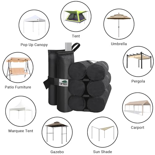 Eurmax USA 4-Pack 150LBS Capacity Universal Canopy Weight Bags,Heavy Duty Windproof Sandbags with All-Around Wrap Design,Ultimate Stability for Pop Up Tent,Shelter in High Winds(Sand Not Included) - color: 4pcs black