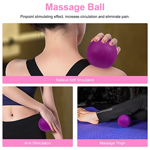 Aucuu 5 in 1 Foam Roller Set Includes Hollow Core Massage Roller, Yoga Stick, Massage Ball, Fitness Stretching Strap, Carrying Bag, Towel, Massage Roller (Pink) - color: Pink