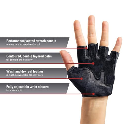 Harbinger Women's Pro Gloves with Vented Cushioned Leather Palm for Weightlifting, Training, Fitness, and Gym Workouts