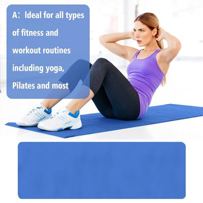 Yoga Mat with Strap 5mm Thick Non Slip Anti-Tear High Density Exercise Mat with Carrying Strap Hot Yoga Mat for Fitness, Home Yoga, Gym, Stretching, Workouts, Floor, Pilates - color: Blue