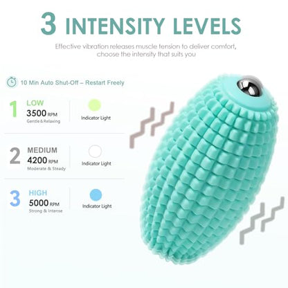 Silicone Vibrating Massage Ball with Rolling Head, 3-Speed Myofascial Massage Roller for Plantar Fasciitis Relief, Hip & Psoas Release, Trigger Point Therapy for Neck, Back, Foot (Blue) - color: Blue